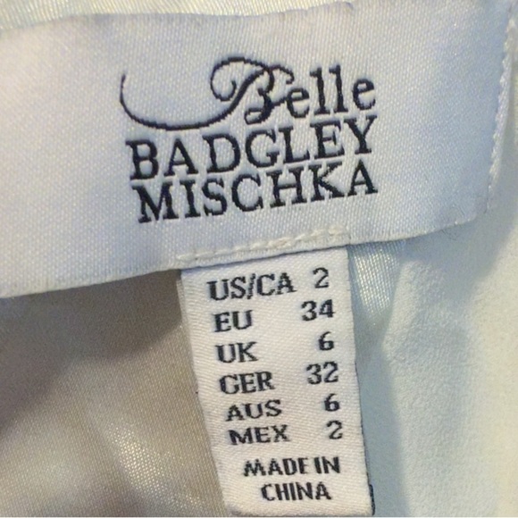 Belle Badgley Mischka White Lace Halter Maxi Dress Size 2 - Picture 3 of 11